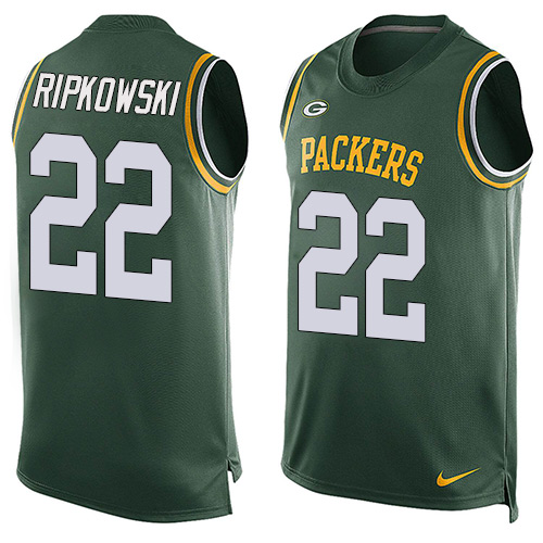 Men's Limited Aaron Ripkowski Nike Jersey Green - #22 Player Name & Number Tank Top NFL Green Bay Packers